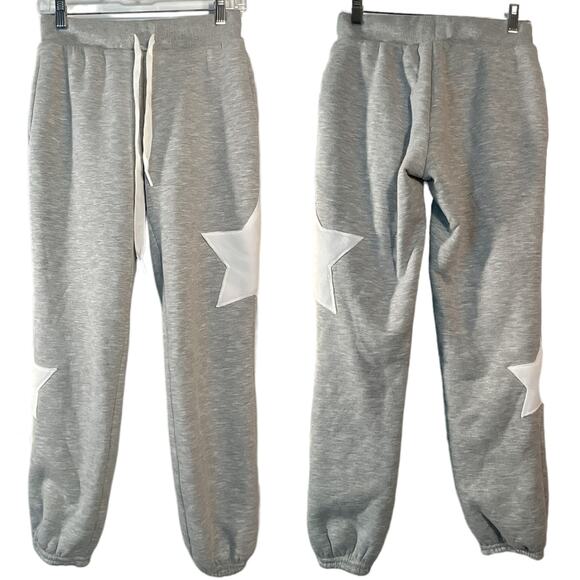 No Boundaries Graphic Jogger Lounge Pants Juniors S/CH (3-5) Gray White Stars - Picture 4 of 14
